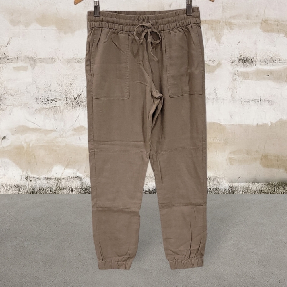 Calvin Klein Jeans Linen Blennd Beach Pants Elastic Ankle Drawstring Waist Sz 2 - Picture 4 of 9